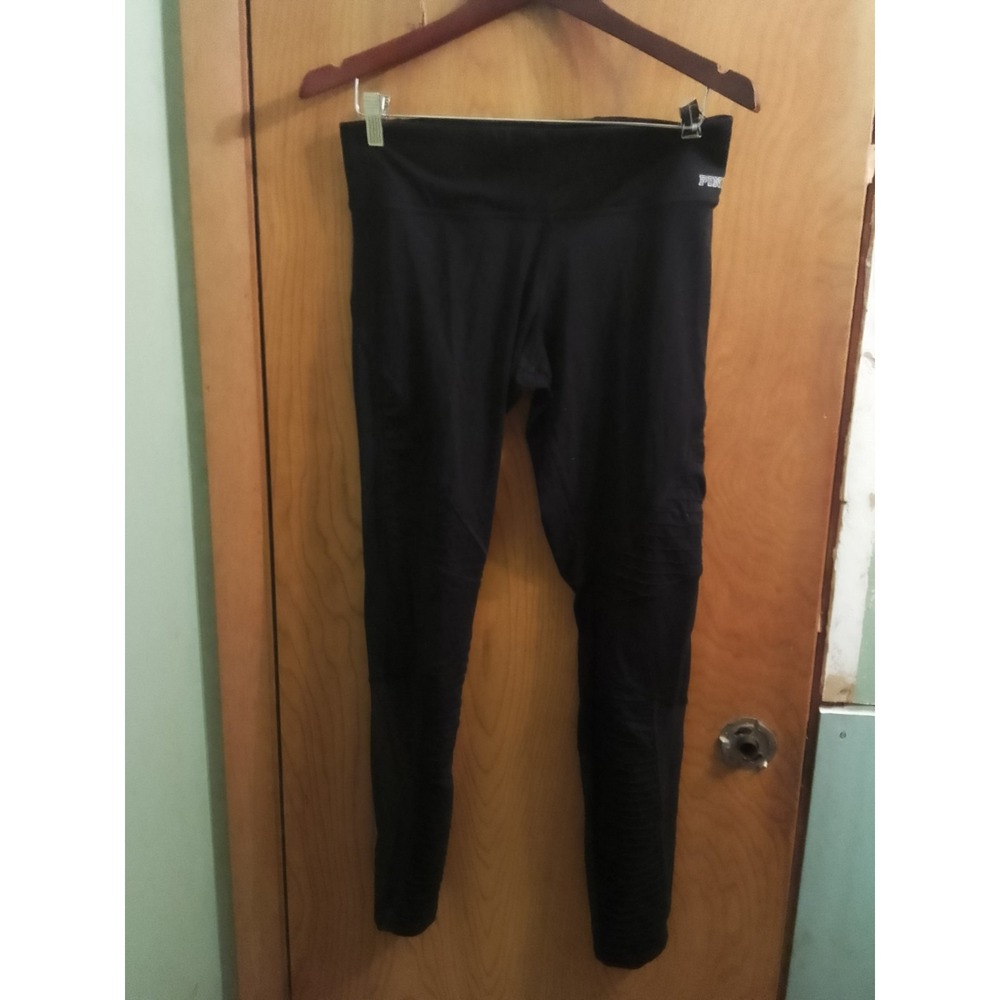 Woman's Pink Victoria Secret Ultimate Black Leggings Size Medium 11/16
